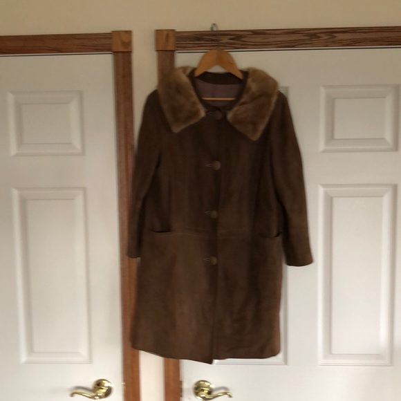 Jackets & Blazers - Leather/suede coat with fur color. Vintage